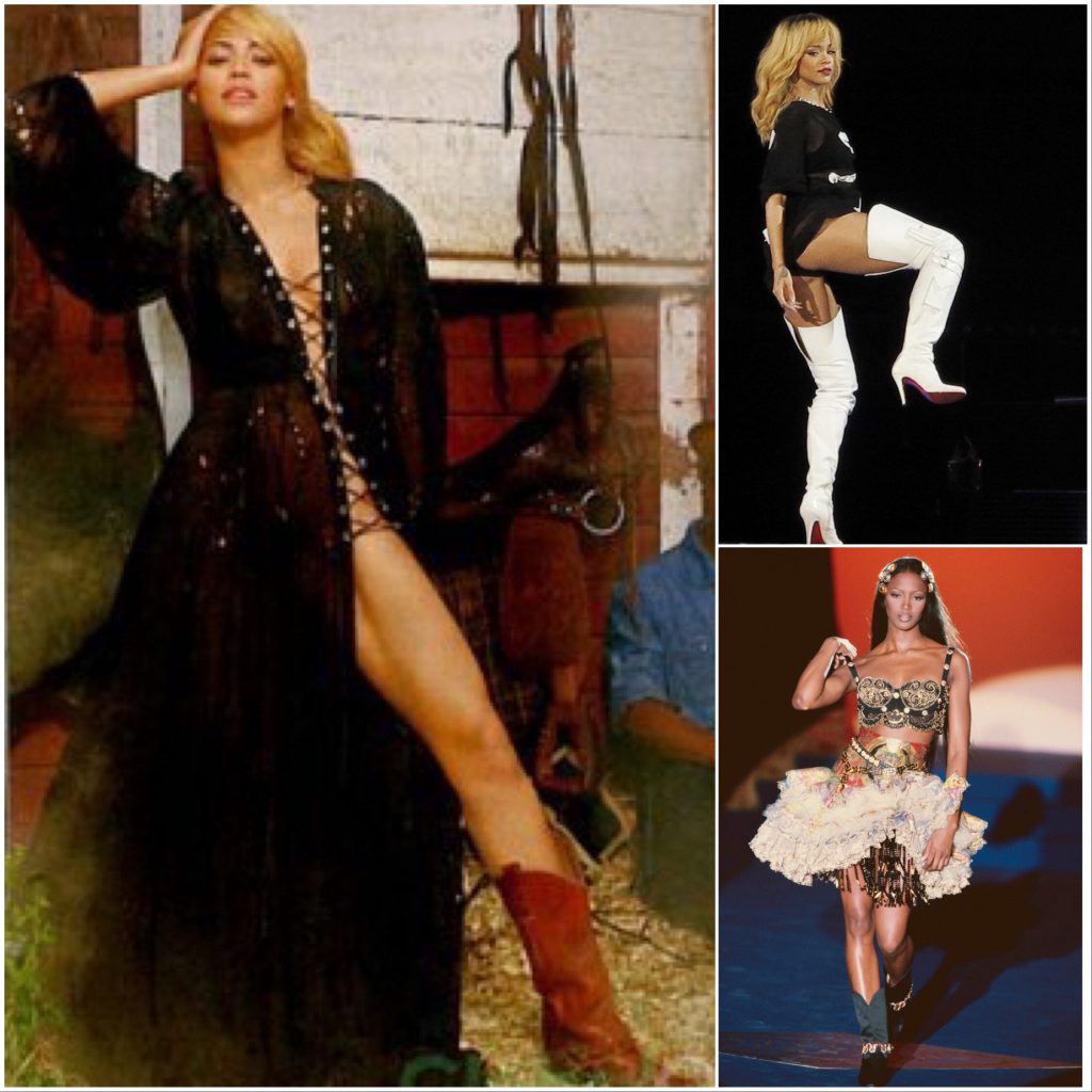 Cowboy Boot Beyonce, Rihanna and Naomi Campbell